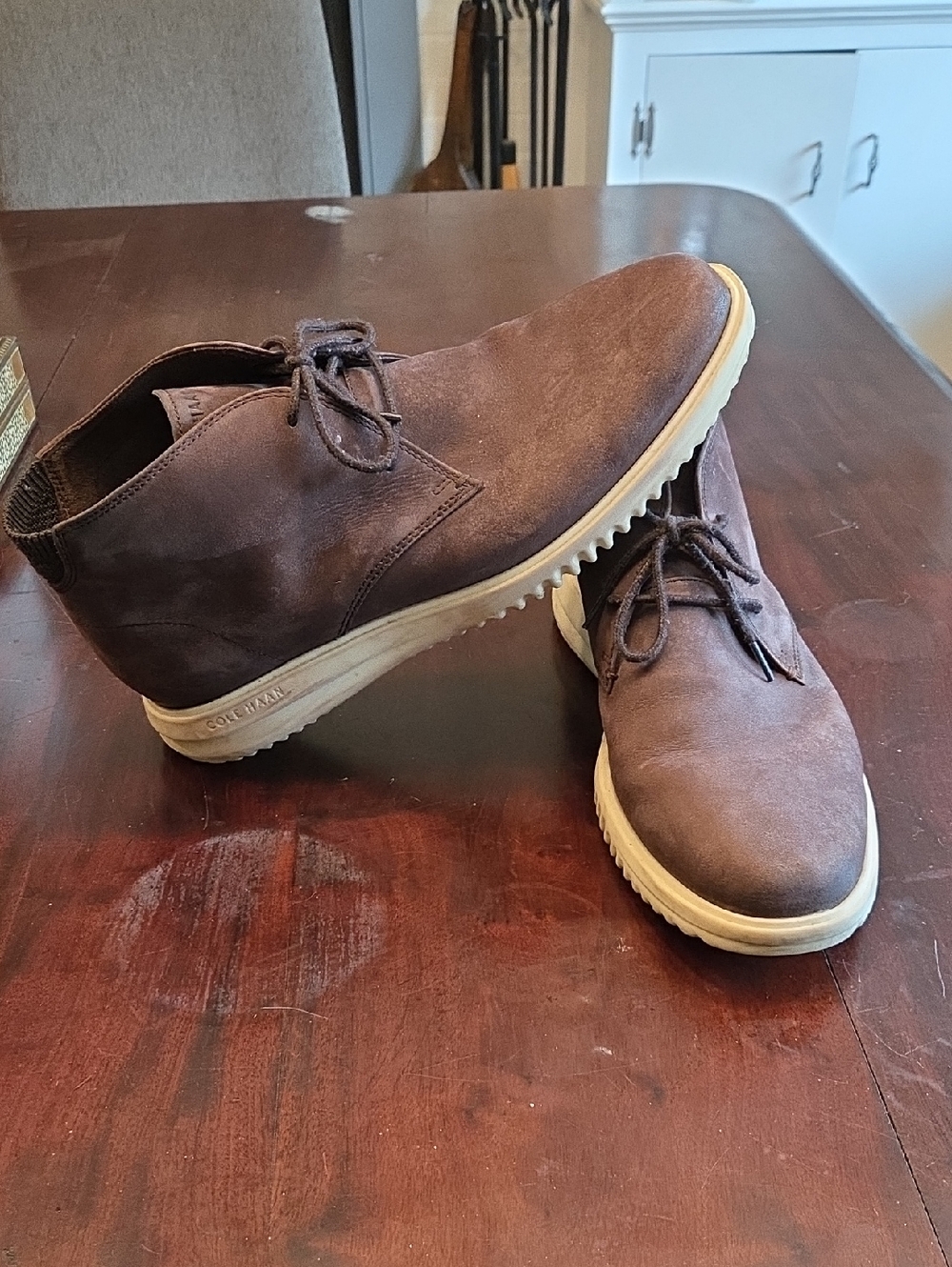 Cole Haan Grand+ Brown Suede Chukka Boots with Cream Sole Size 11 Men.